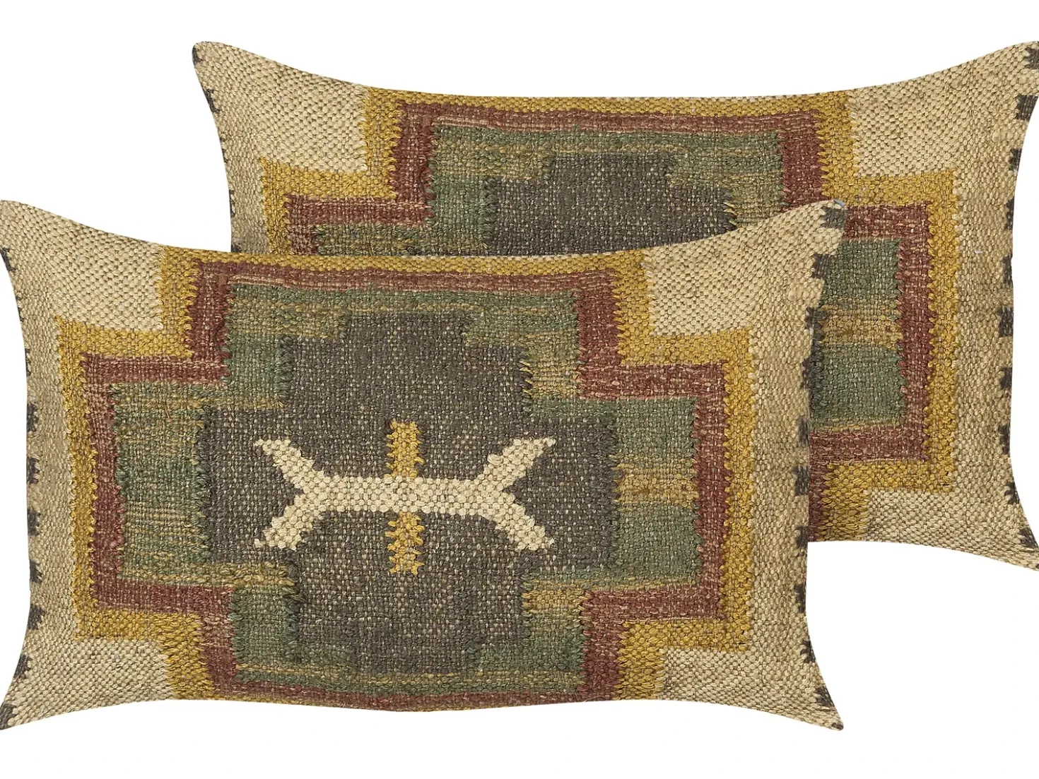 Set di 2 cuscini PULICAT Iuta 30 x 50 cm Multicolore Trama orientale