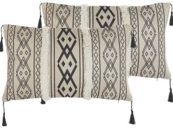 Set di 2 cuscini PULMONARIA 30 x 50 cm Beige Trama geometrica