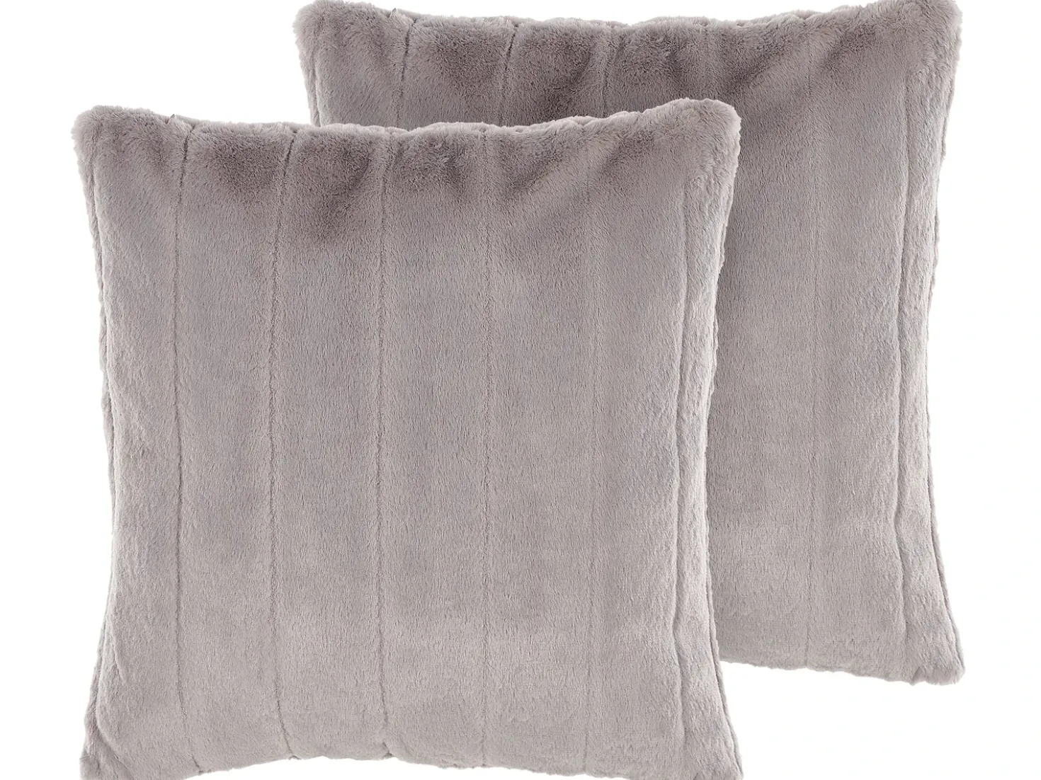 Set di 2 cuscini PUMILA Finta pelliccia 45 x 45 cm Grigio chiaro A strisce