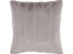Set di 2 cuscini PUMILA Finta pelliccia 45 x 45 cm Grigio chiaro A strisce