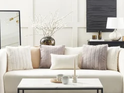 Set di 2 cuscini PUMILA Finta pelliccia 45 x 45 cm Grigio chiaro A strisce