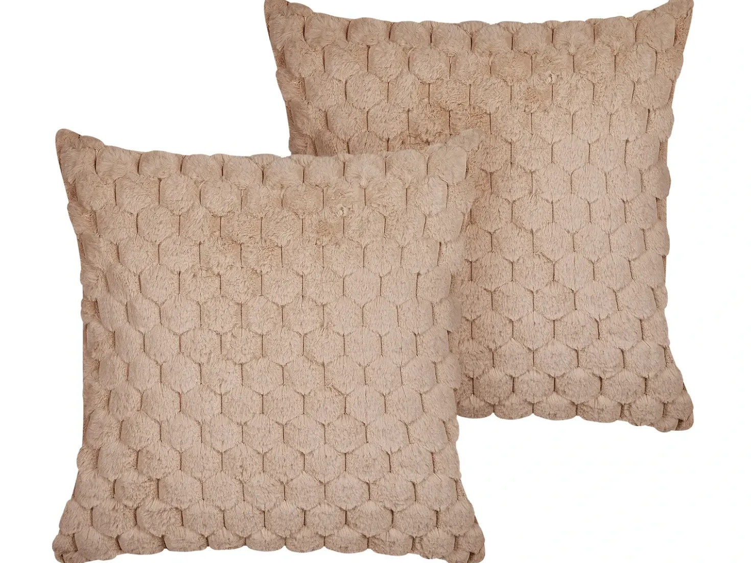 Set di 2 cuscini PURSLANE Finta pelliccia 43 x 43 cm Beige sabbia Trama geometrica