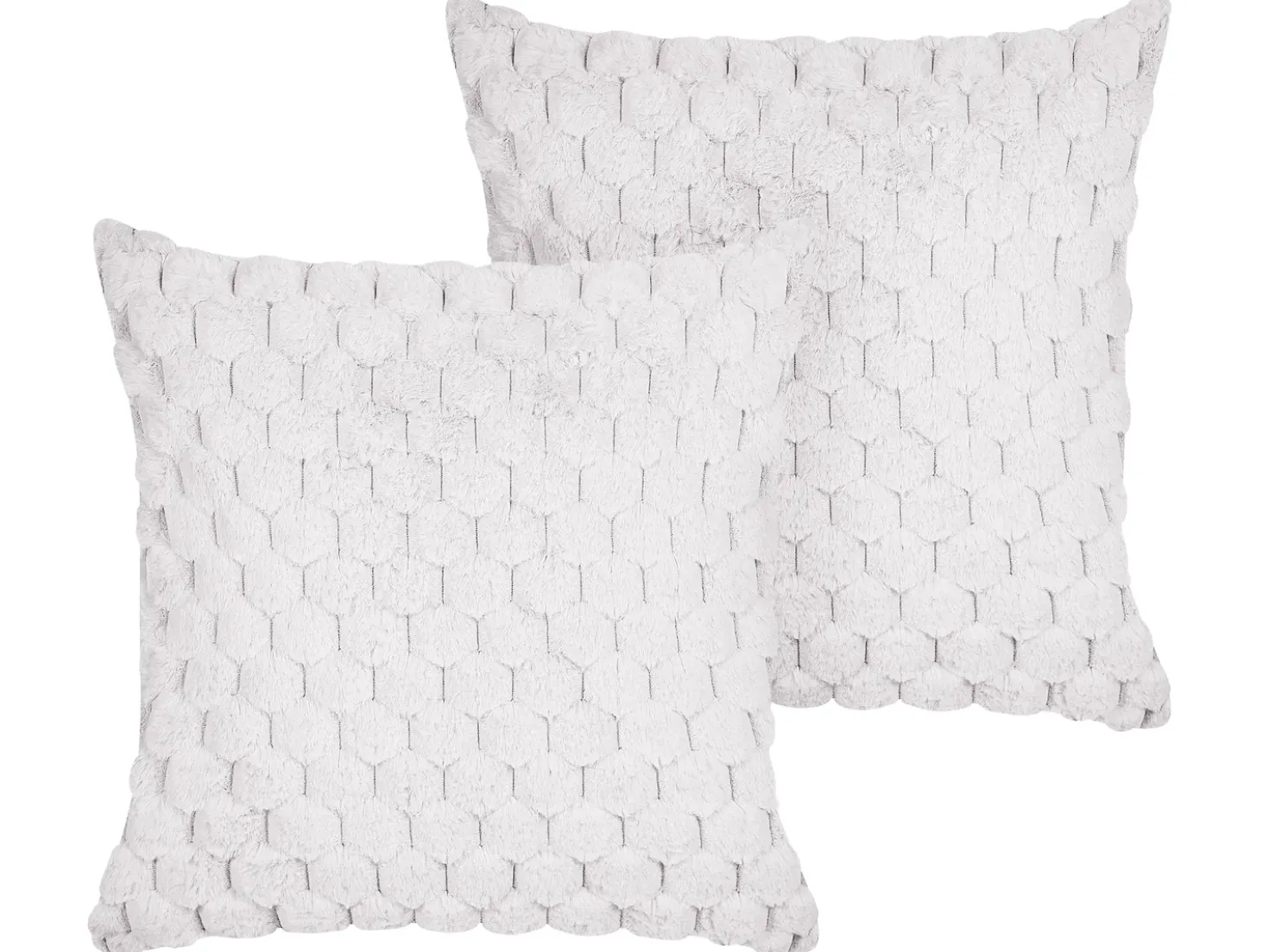 Set di 2 cuscini PURSLANE Finta pelliccia 43 x 43 cm Bianco Trama geometrica