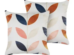Set di 2 cuscini QUINOA Velluto 45 x 45 cm Multicolore Trama di piante