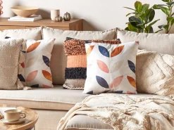 Set di 2 cuscini QUINOA Velluto 45 x 45 cm Multicolore Trama di piante