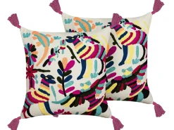 Set di 2 cuscini RAIGANJ Cotone 50 x 50 cm Multicolore Trama astratta