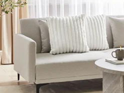 Set di 2 cuscini RAKYA Finta pelliccia 45 x 45 cm Bianco A strisce