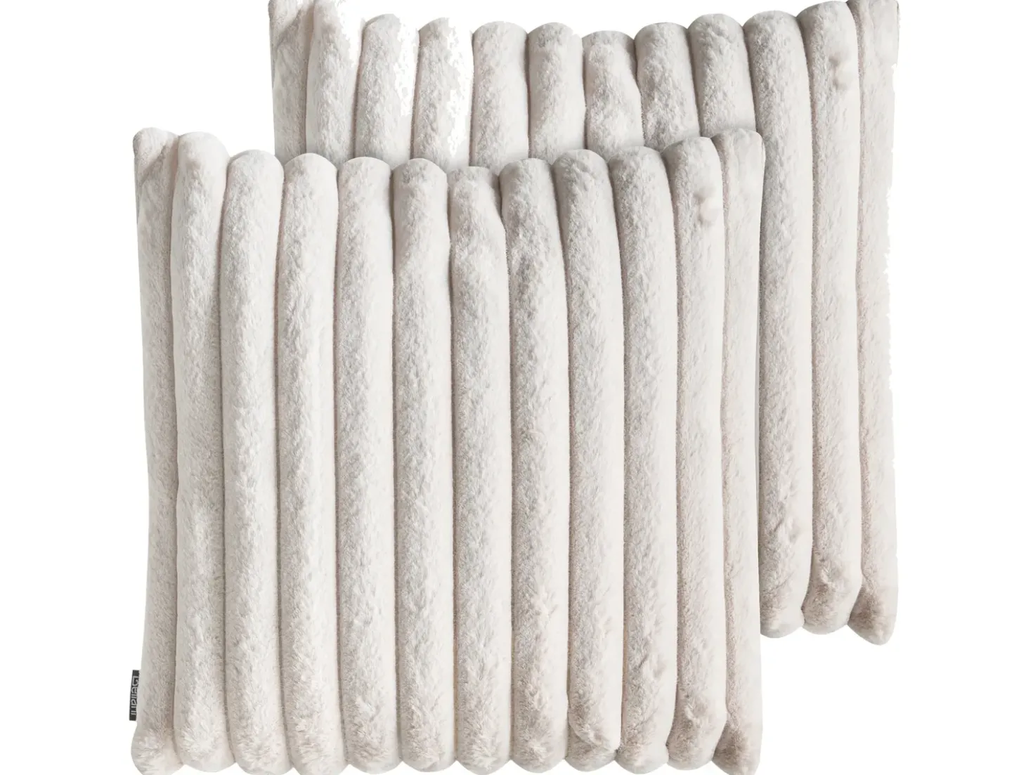 Set di 2 cuscini RAKYA Finta pelliccia 45 x 45 cm Beige chiaro A strisce