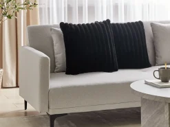 Set di 2 cuscini RAKYA Finta pelliccia 45 x 45 cm Nero A strisce