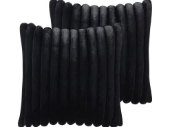Set di 2 cuscini RAKYA Finta pelliccia 45 x 45 cm Nero A strisce