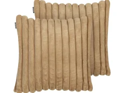 Set di 2 cuscini RAKYA Finta pelliccia 45 x 45 cm Marrone chiaro A strisce
