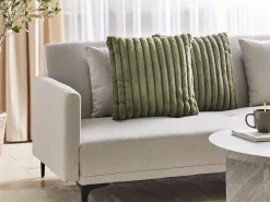 Set di 2 cuscini RAKYA Finta pelliccia 45 x 45 cm Verde A strisce