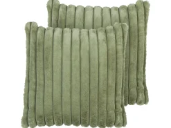 Set di 2 cuscini RAKYA Finta pelliccia 45 x 45 cm Verde A strisce