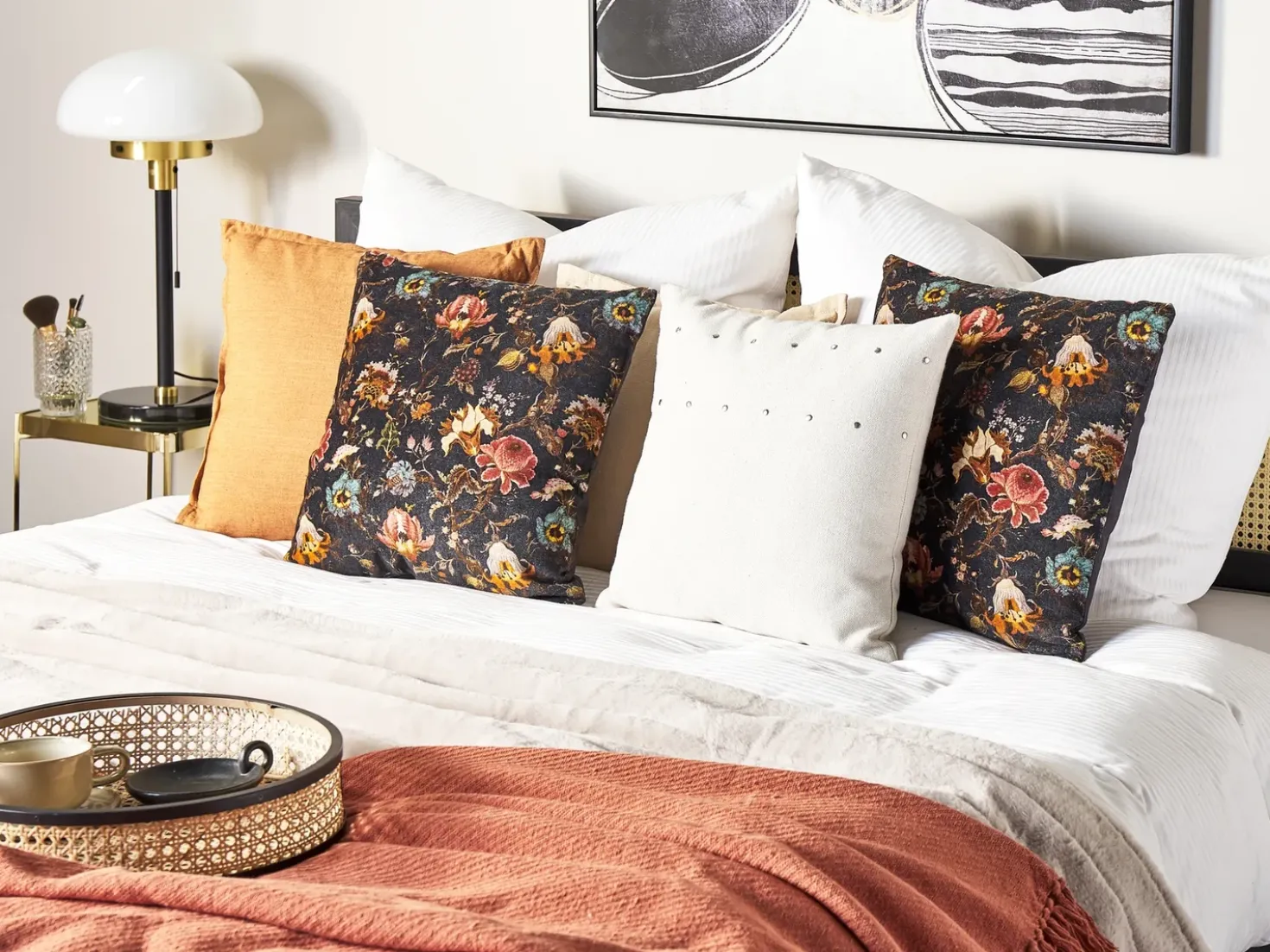 Set di 2 cuscini RAMONDA Velluto 45 x 45 cm Multicolore Trama floreale