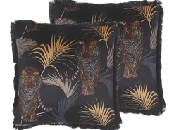 Set di 2 cuscini RAMTEK Velluto 45 x 45 cm Nero Trama animale