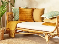 Set di 2 cuscini RAPIS Velluto 45 x 45 cm Giallo Trama geometrica