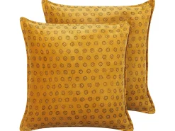 Set di 2 cuscini RAPIS Velluto 45 x 45 cm Giallo Trama geometrica
