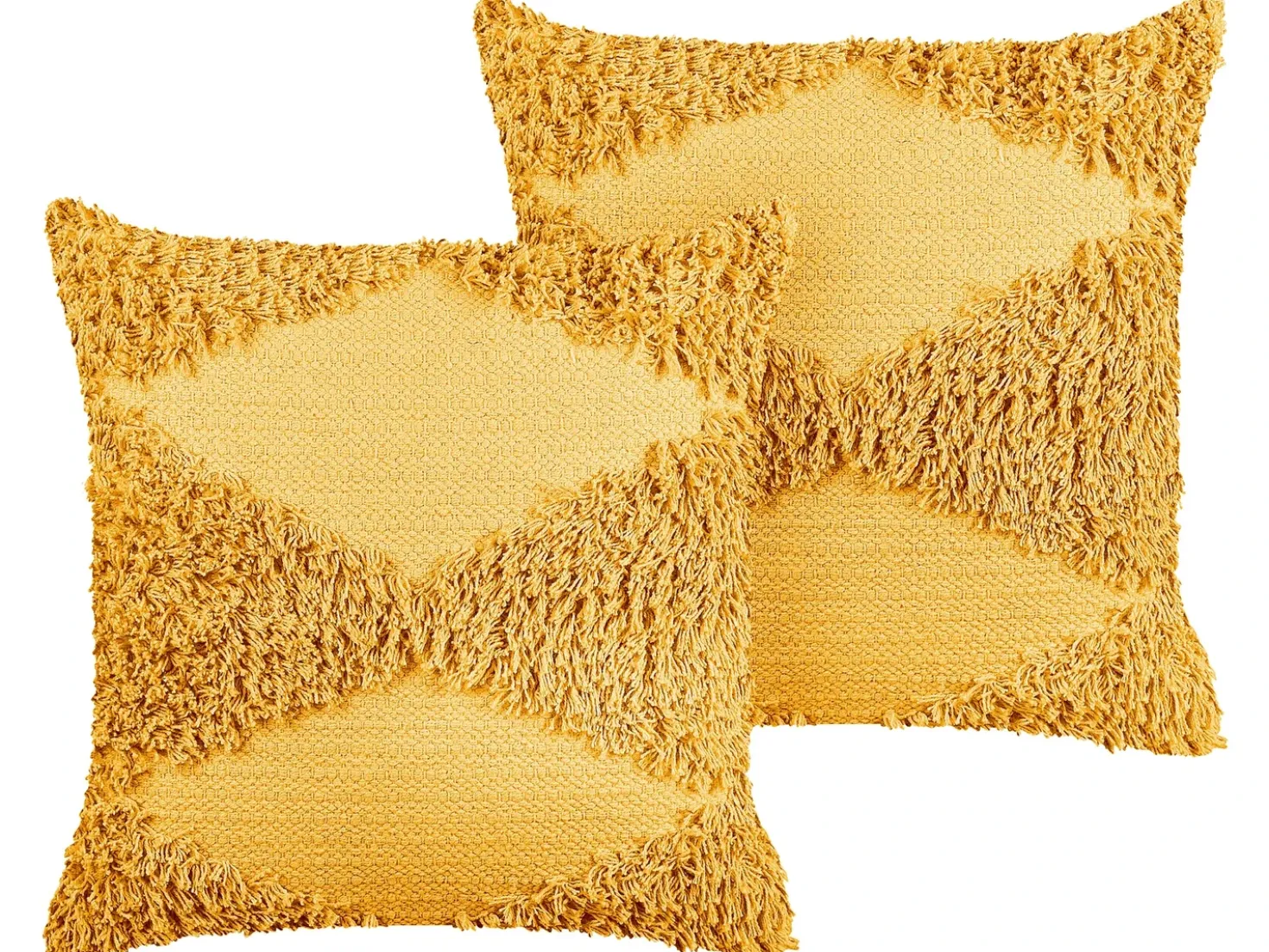 Set di 2 cuscini RHOEO Cotone 45 x 45 cm Giallo Trama geometrica