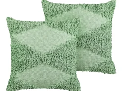 Set di 2 cuscini RHOEO Cotone 45 x 45 cm Verde chiaro