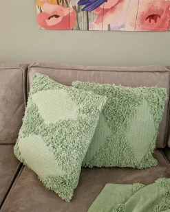 Set di 2 cuscini RHOEO Cotone 45 x 45 cm Verde chiaro