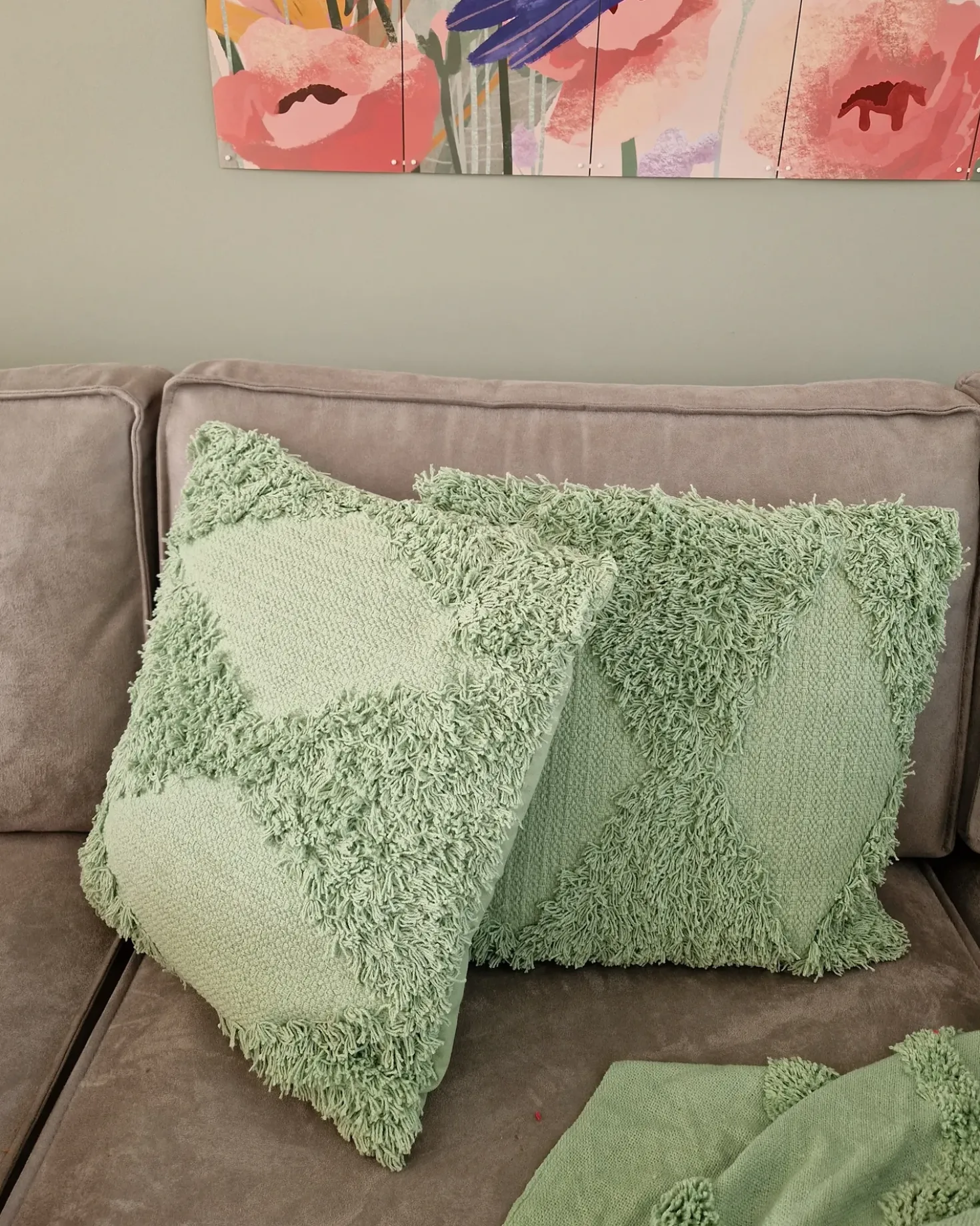 Set di 2 cuscini RHOEO Cotone 45 x 45 cm Verde chiaro