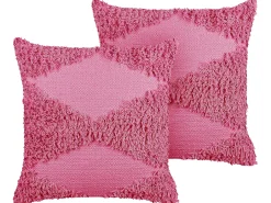 Set di 2 cuscini RHOEO Cotone 45 x 45 cm Rosa