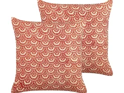 Set di 2 cuscini RHUS Cotone 45 x 45 cm Rosso Trama geometrica