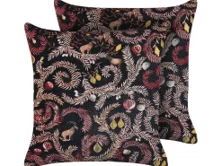 Set di 2 cuscini RICINUS Velluto 45 x 45 cm Nero Trama orientale
