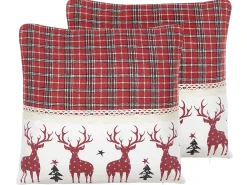 Set di 2 cuscini ROBBIE 45 x 45 cm Rosso Modello natalizio