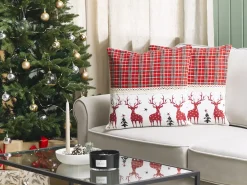 Set di 2 cuscini ROBBIE 45 x 45 cm Rosso Modello natalizio