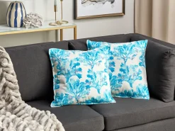Set di 2 cuscini ROCKWEED Cotone 45 x 45 cm Blu Trama floreale