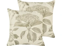Set di 2 cuscini ROSEMARY Cotone 45 x 45 cm Verde oliva Trama floreale