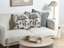 Set di 2 cuscini ROSEMARY Cotone 45 x 45 cm Grigio Trama floreale