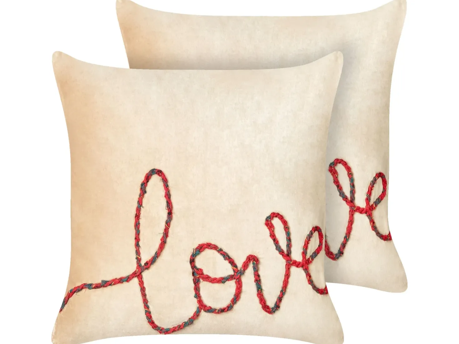Set di 2 cuscini ROTALA Cotone 45 x 45 cm Beige Scritta