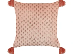 Set di 2 cuscini RUMHORA Velluto 45 x 45 cm Rosa Trama floreale