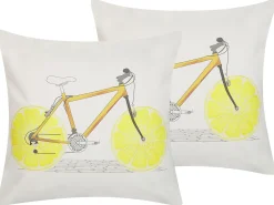 Set di 2 cuscini RUSCUS Cotone 45 x 45 cm Bianco Trama astratta