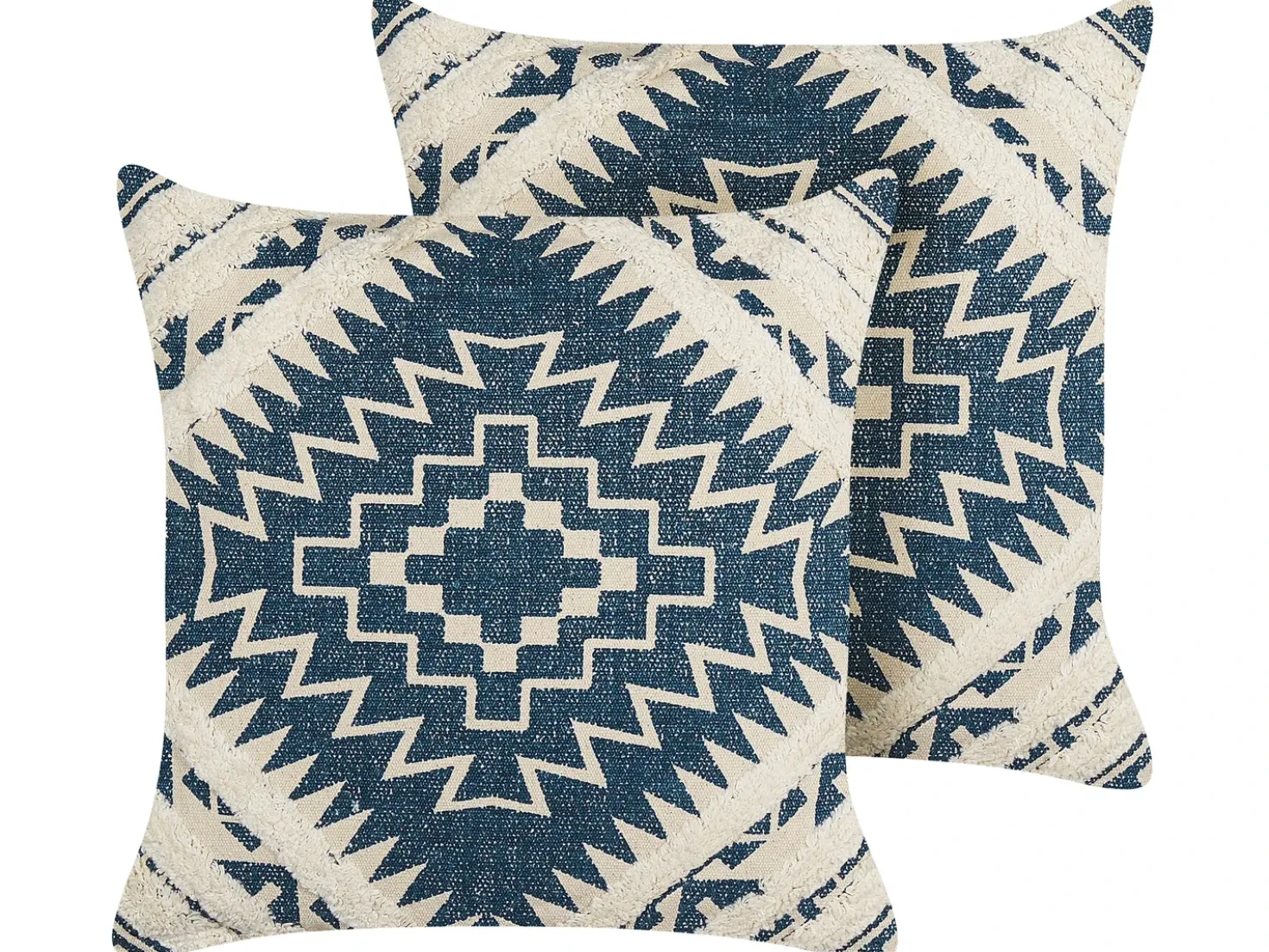 Set di 2 cuscini SAFI Cotone 50 x 50 cm Blu Trama geometrica
