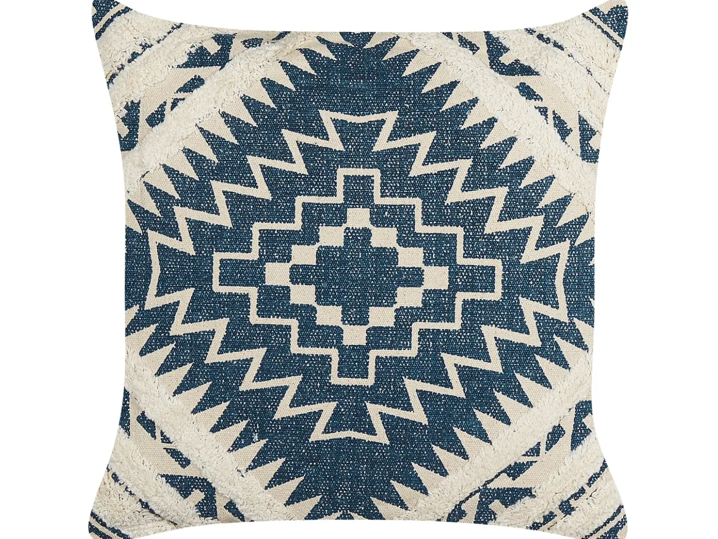 Set di 2 cuscini SAFI Cotone 50 x 50 cm Blu Trama geometrica