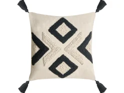Set di 2 cuscini SARACA Cotone 45 x 45 cm Nero/Beige Trama geometrica