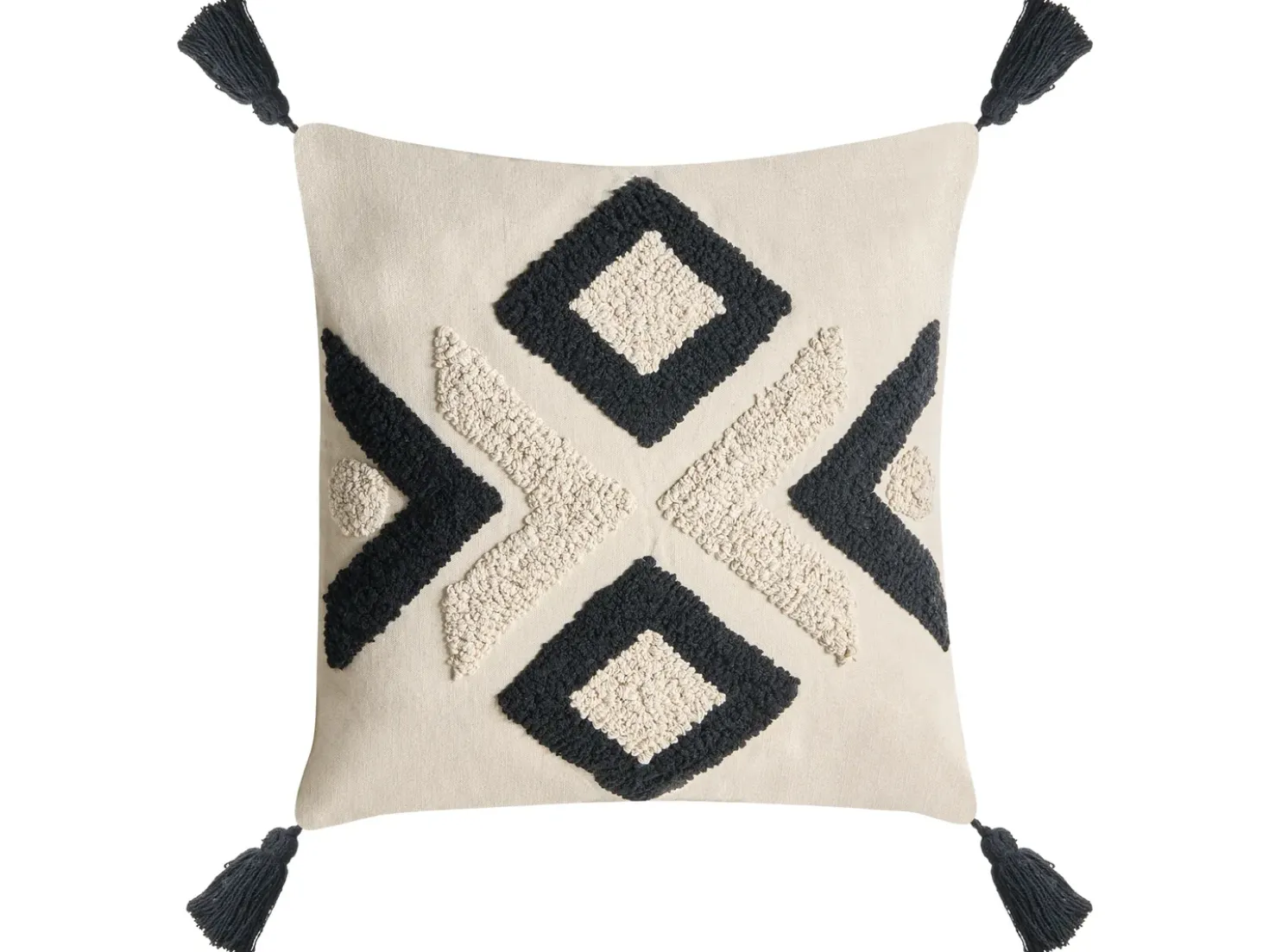 Set di 2 cuscini SARACA Cotone 45 x 45 cm Nero/Beige Trama geometrica