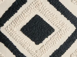 Set di 2 cuscini SARACA Cotone 45 x 45 cm Nero/Beige Trama geometrica