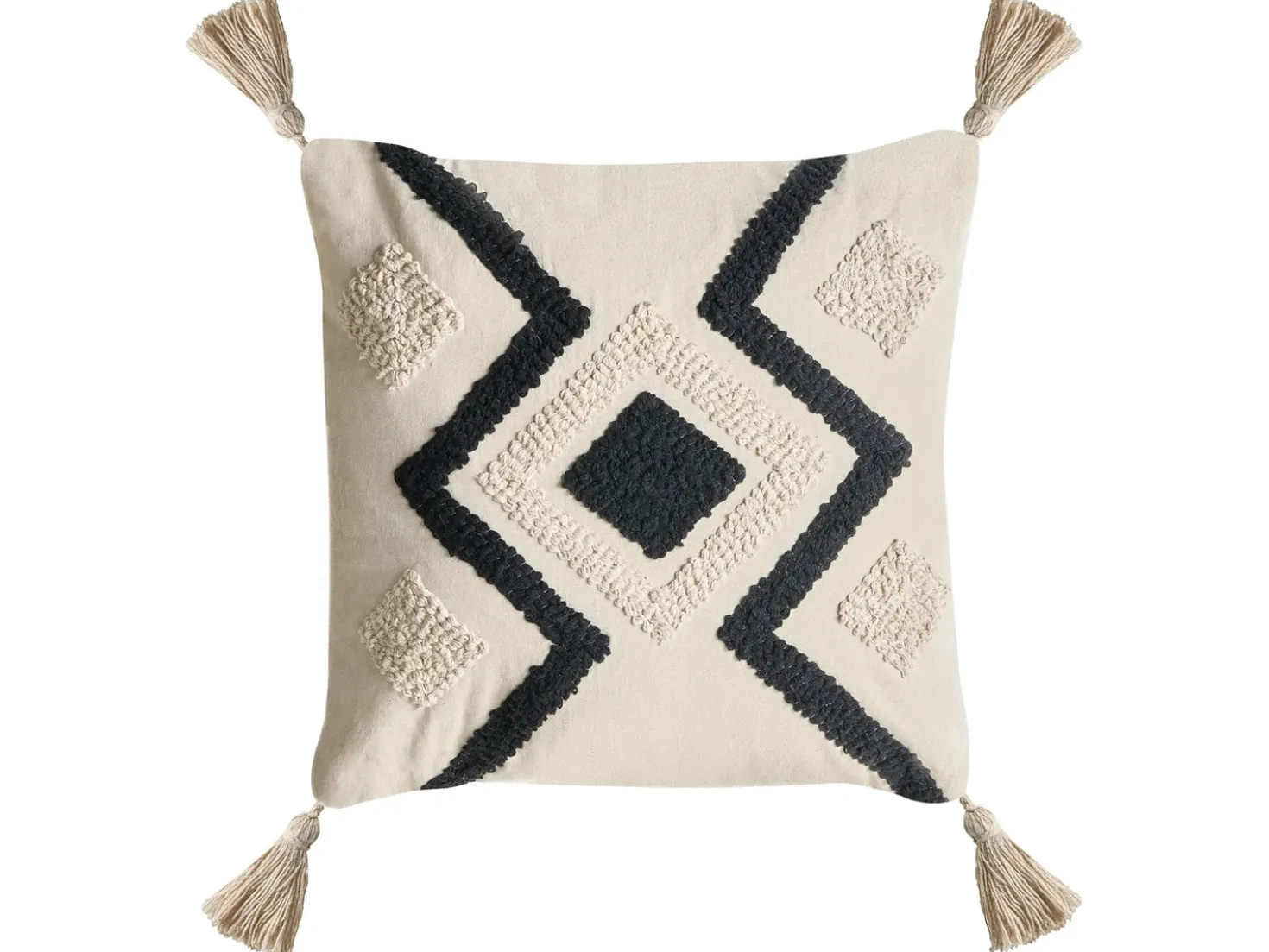 Set di 2 cuscini SARACA Cotone 45 x 45 cm Nero/Beige Trama geometrica