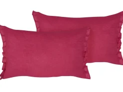 Set di 2 cuscini SASSAFRAS Lino 30 x 45 cm Bordeaux Tinta unita