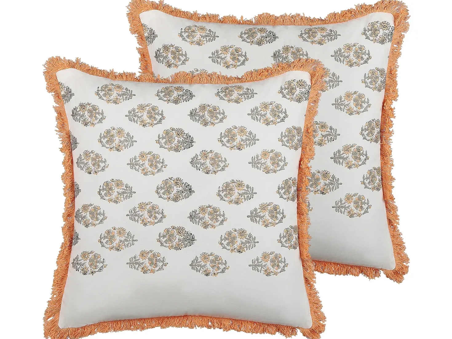 Set di 2 cuscini SATIVUS Cotone 45 x 45 cm Arancione Trama floreale