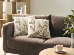 Set di 2 cuscini SAVINA Cotone 45 x 45 cm Bianco Trama floreale