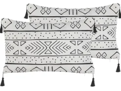 Set di 2 cuscini SCHEFFLERA Velluto 30 x 50 cm Bianco Trama geometrica