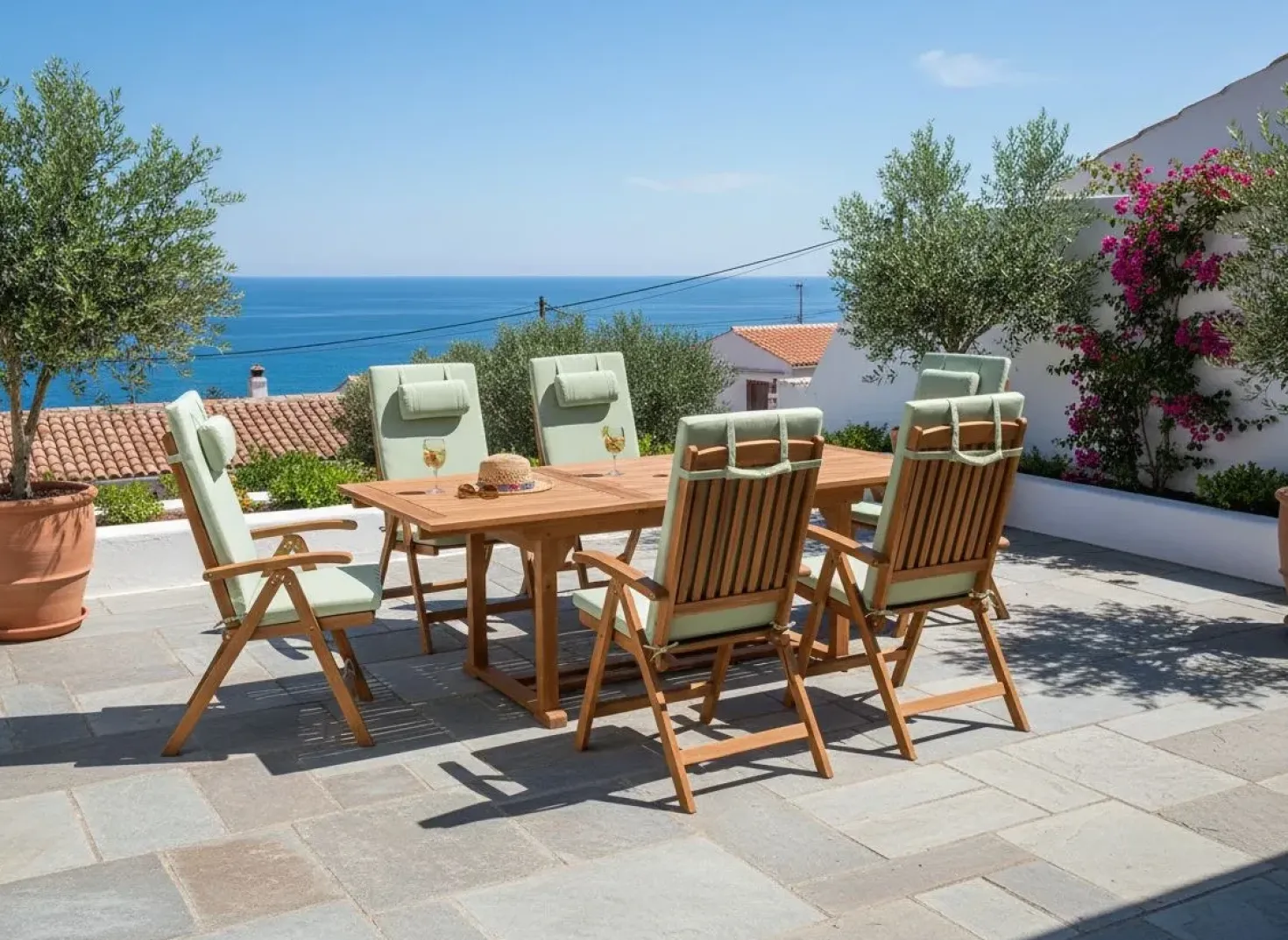 Set di 6 cuscini schienale/seduta JAVA/AMANTEA PREMIUM 50 x 71 cm Verde
