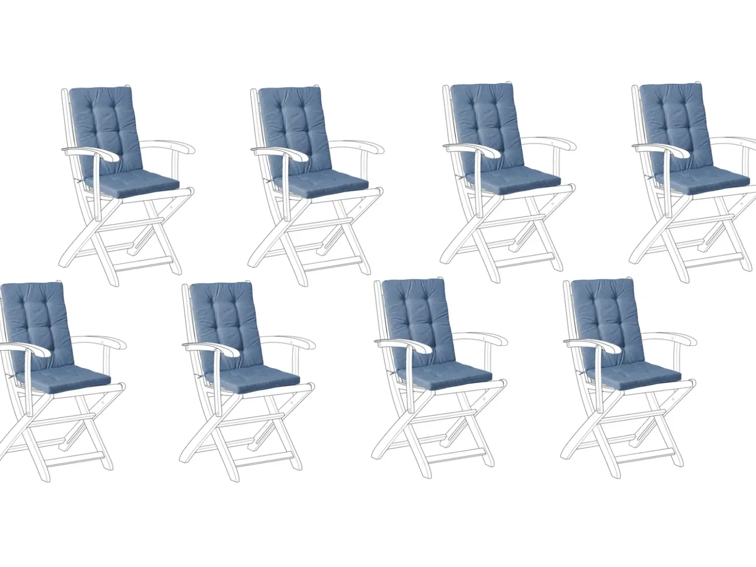 Set di 8 cuscini schienale/seduta MAUI PREMIUM Blu