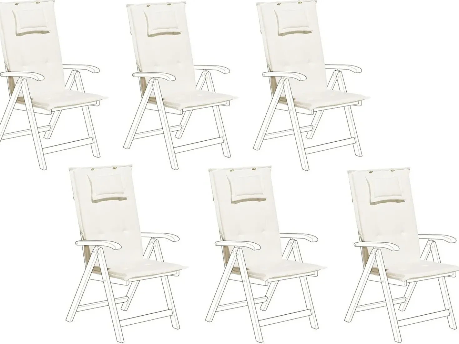 Set di 6 Cuscini Schiena/Seduta JAVA/AMANTEA 50 x 70 cm Bianco sporco
