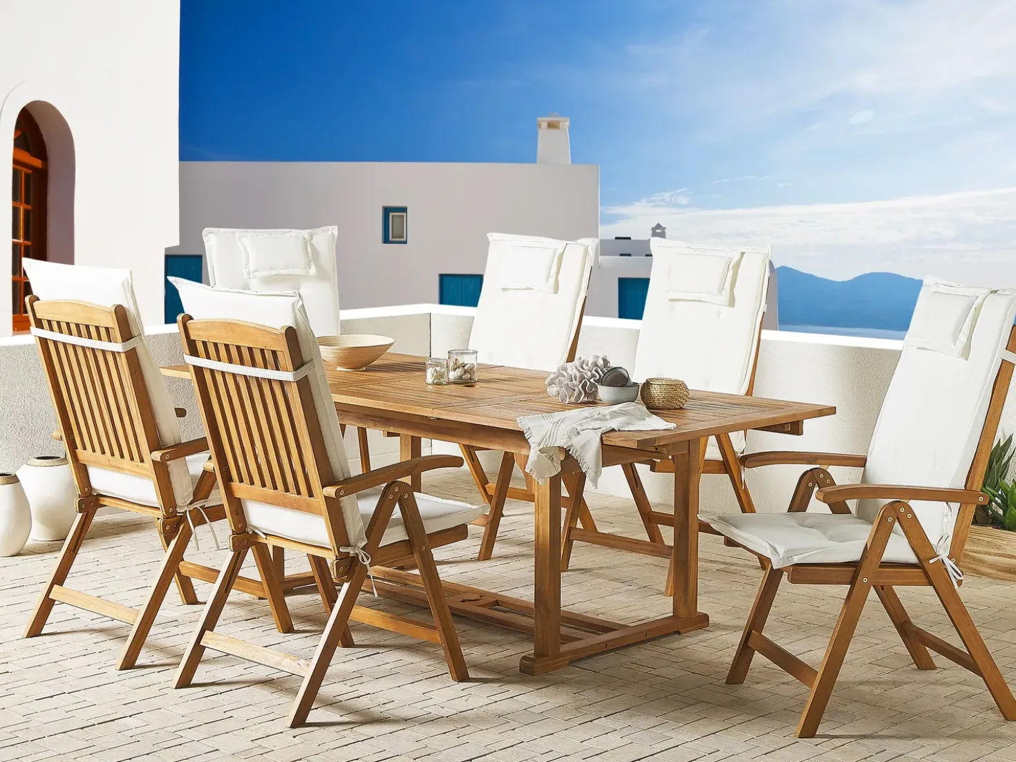 Set di 6 Cuscini Schiena/Seduta JAVA/AMANTEA 50 x 70 cm Bianco sporco
